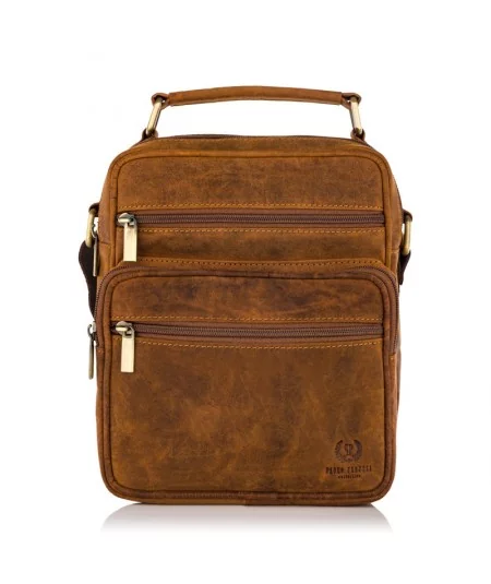PAOLO PERUZZI Pánska kožená taška cez rameno Vintage | hnedá