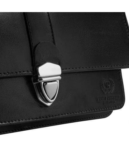 PAOLO PERUZZI Pánska kožená príručná taška-etue | čierna