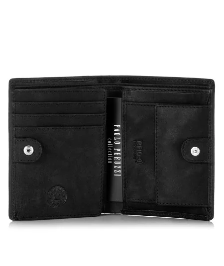 PAOLO PERUZZI Pánska kožená peňaženka | tmavomodrá