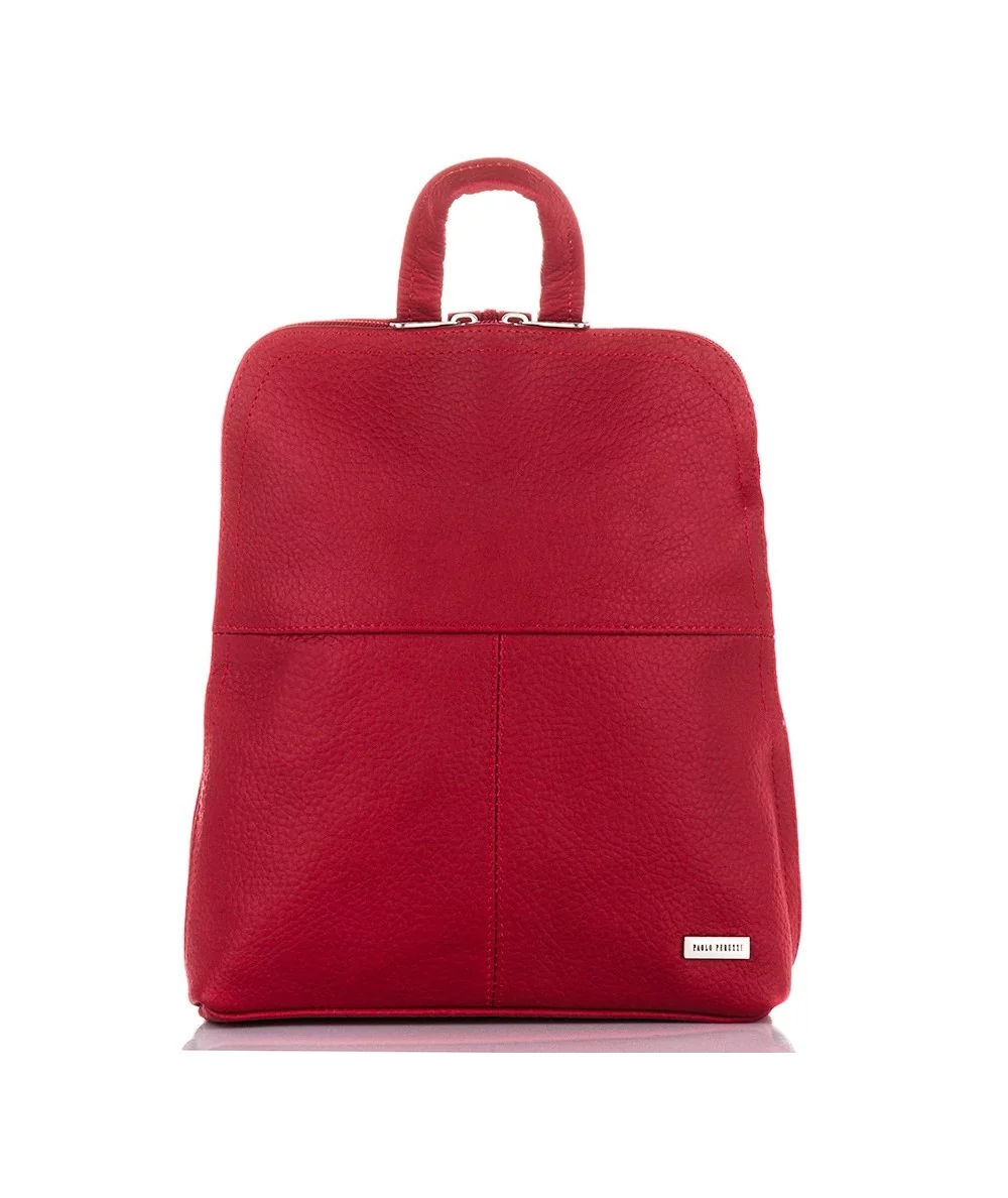 PAOLO PERUZZI Dámsky kožený batoh | červená