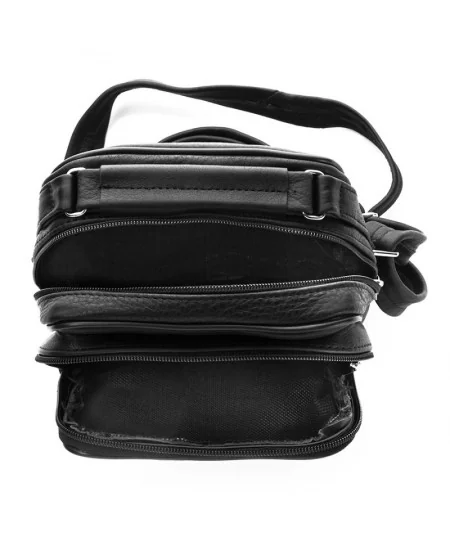 PAOLO PERUZZI Kožená taška cez rameno a taška na opasok | čierna