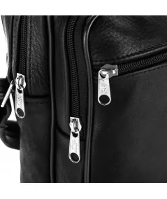 PAOLO PERUZZI Kožená taška cez rameno a taška na opasok | čierna