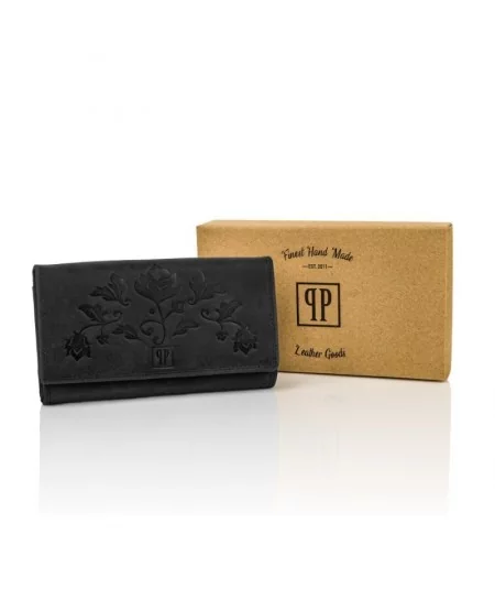 Paolo Peruzzi Dámsky kožený batoh + Dámska kožená peňaženka | čierna