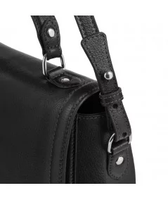 PAOLO PERUZZI Dámska kožená taška cez rameno | čierna