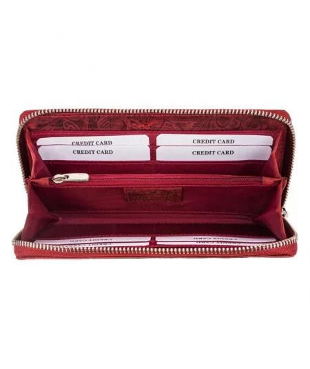 PAOLO PERUZZI Dámska kožená peňaženka s motívom | červená