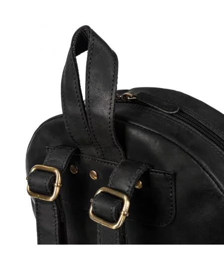 PAOLO PERUZZI Dámsky kožený vintage batoh | čierna