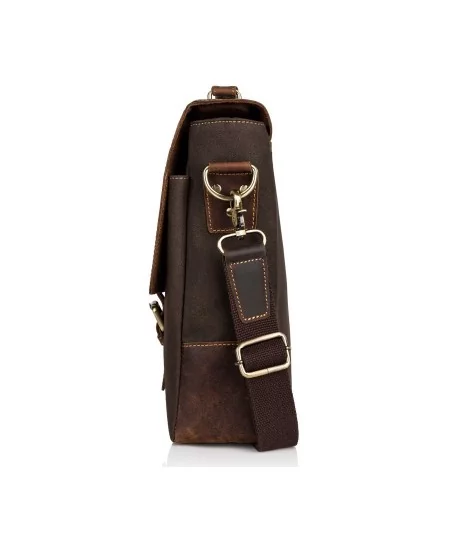 PAOLO PERUZZI Pánsky set-kožená taška a peňaženka | hnedá