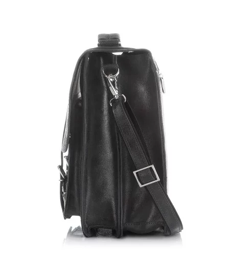 PAOLO PERUZZI Pánska kožená taška VINTAGE | čierna
