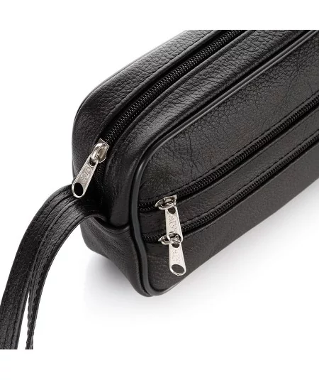 PAOLO PERUZZI Pánska kožená príručná taška B-04 | čierna