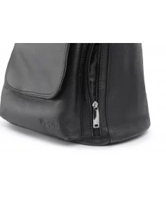 VOOC Dámska kožená taška na rameno | čierna
