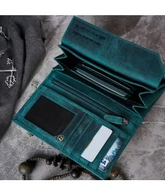 PAOLO PERUZZI Kožená peňaženka s motívom | zelená