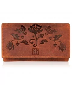 PAOLO PERUZZI Kožená peňaženka s motívom | oranžová