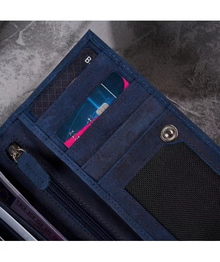 PAOLO PERUZZI Kožená peňaženka s motívom | tmavomodrá