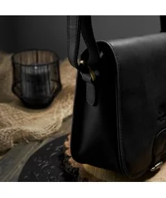 PAOLO PERUZZI Kožená kabelka na rameno | čierna
