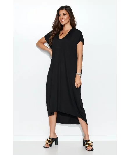 Dlhé asymetrické šaty oversize NU387 | čierna