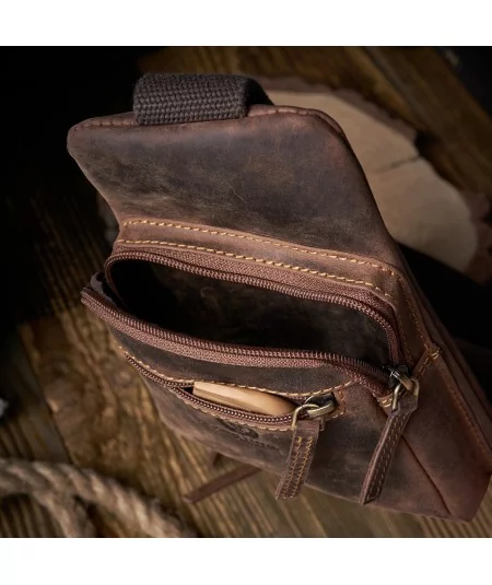 PAOLO PERUZZI Kožený batoh Vintage | hnedá