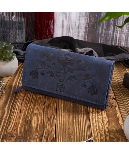 PAOLO PERUZZI Dámska kožená peňaženka | modrá