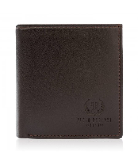 PAOLO PERUZZI Malá kožená pánska peňaženka | hnedá