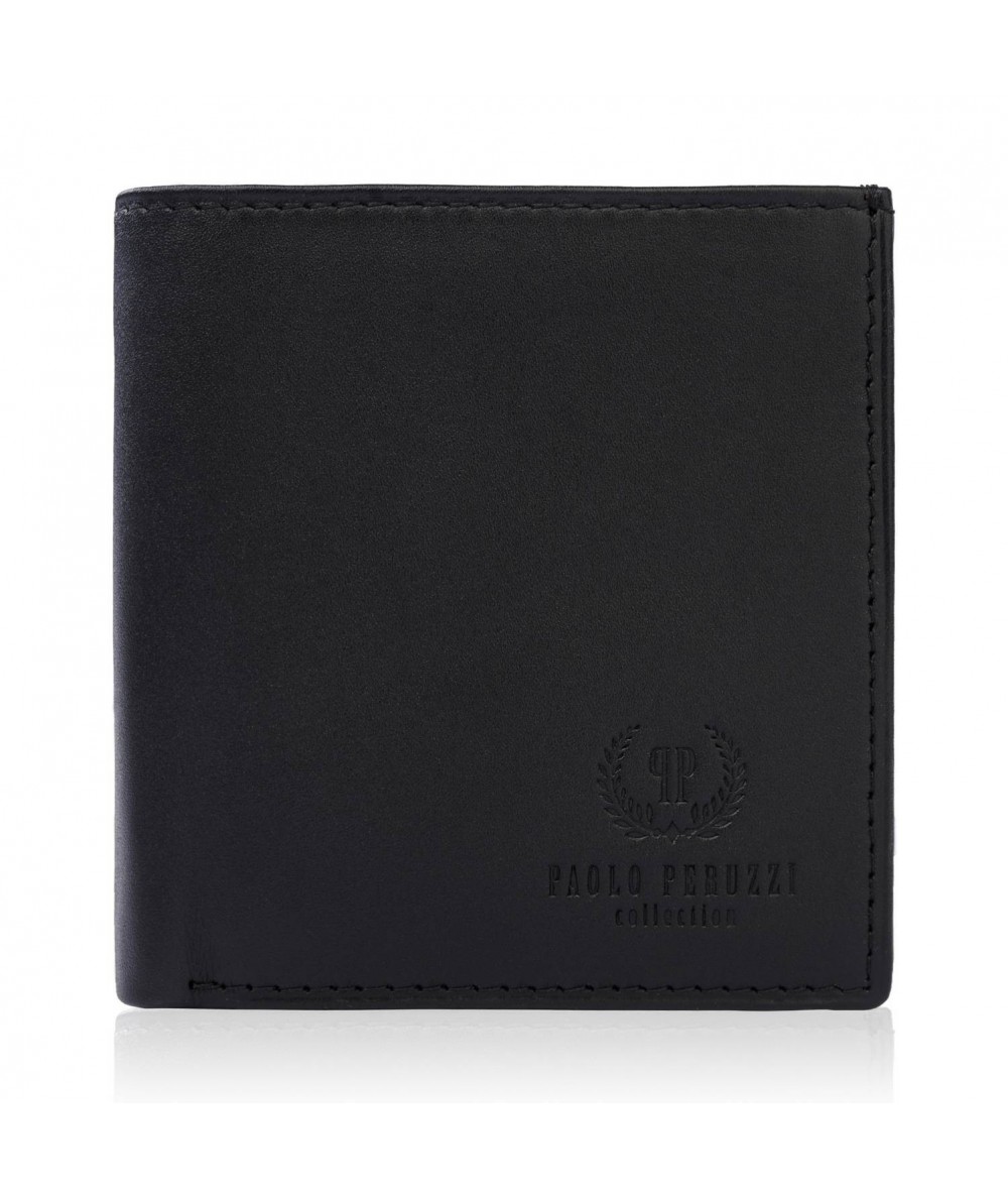 PAOLO PERUZZI Malá pánska kožená peňaženka | čierna