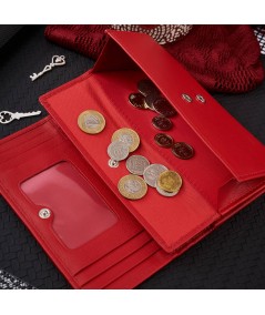 PAOLO PERUZZI Klasická dámska kožená peňaženka | červená