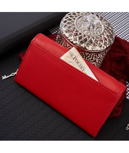 PAOLO PERUZZI Klasická dámska kožená peňaženka | červená