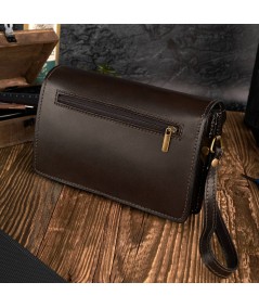 PAOLO PERUZZI Elegantná kožená príručná taška-etue | hnedá