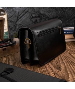 PAOLO PERUZZI Elegantná kožená príručná taška-etue | čierna