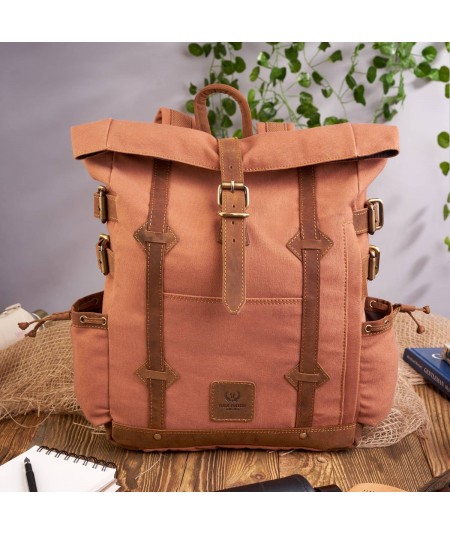 PAOLO PERUZZI Robustný trekingový batoh Vintage | svetlohnedá