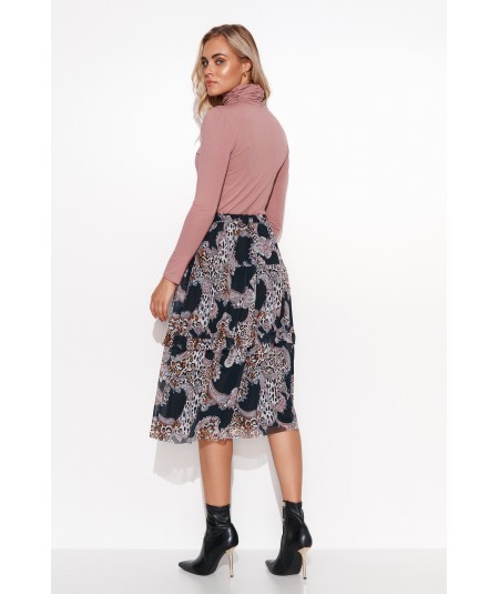 Midi tylová sukňa s kvetinovou potlačou w.36 M611 | farebná