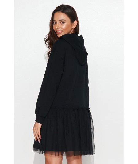 Mikinové šaty s kapucňou NU407 | čierna