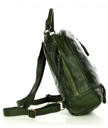 MARCO MAZZINI Dámsky kožený batoh handmade classic | zelená