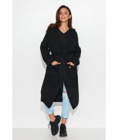 Dlhý sveter s kapucňou NU_S89 | čierna