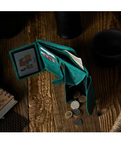 Pánska kožená súprava peňaženka a kľúčenka | zelená